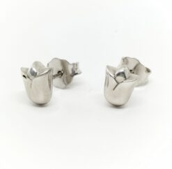 Pendiente plata rodiada tulipán