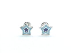 Pendiente plata estrella azul
