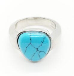 Anillo acero corazón azul