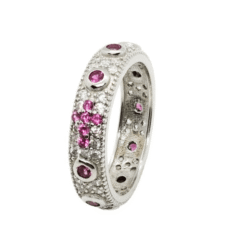 Anillo plata piedras rojas