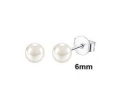 Pendiente plata bola nácar 6mm.