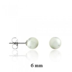 Pendiente plata perla 6mm.