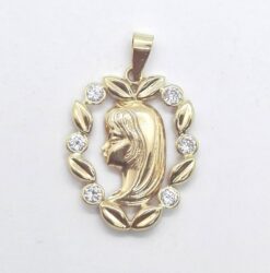 Medalla oro virgen con piedras
