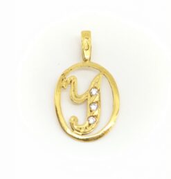 Colgante letra Y con cerco, Oro 18K