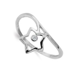 Sortija oro blanco 18 k. estrella
