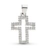 Colgante Cruz oro blanco 18K con circonitas