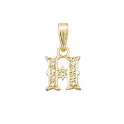 Colgante letra H con circonitas 12mm, Oro18K