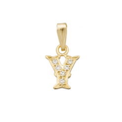 Colgante letra Y con circonitas 12mm, Oro18K