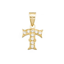 Colgante letra T circonitas 16mm, Oro 18K