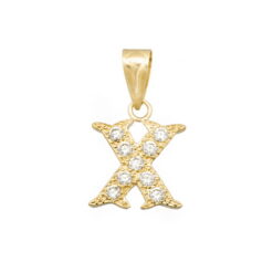 Colgante oro letra X circonitas 16 mm, Oro 18K