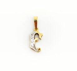 Colgante bicolor letra F, oro 18K