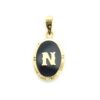 Colgante letra N fondo negro, Oro 18K