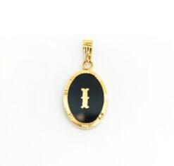 Colgante letra I fondo ónix, Oro 18K
