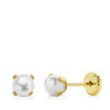 Pendientes perla 4mm para mujer, niña o bebé. Oro 18K