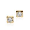 Pendientes cuadrado circonita-4mm para mujer, niña o bebé. Oro 18K
