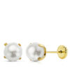 Pendientes perla con patillas 6mm para mujer, niña o bebé. Oro 18K