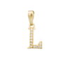 Colgante letra L piedras, oro 18K