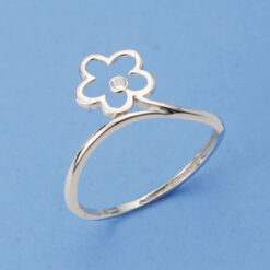 Anillo oro blanco con flor