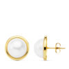 Pendientes de cierre perla sintética para mujer, oro 18k