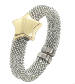 Anillo acero y oro estrella