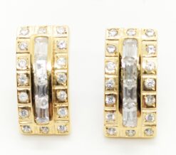 Pendientes de cierre circonitas cuadraditos para mujer, oro 18k