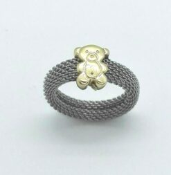 Anillo acero y oro 18 k. osito