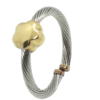 Anillo acero y oro 18 k. flor