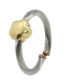 Anillo acero y oro 18 k. flor
