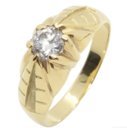 Anillo oro 18 k. solitario hombre con circonita