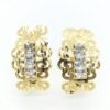 Pendientes de cierre calados para mujer, oro 18k