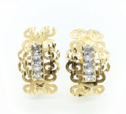 Pendientes de cierre calados para mujer, oro 18k