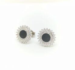 Pendiente piedra negra y circonitas
