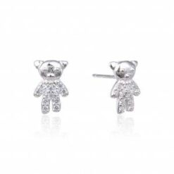 Pendientes plata oso con circonitas