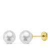 Pendientes perla 6mm para bebe niña o mujer, oro 18K