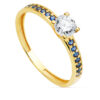Anillo Oro 18 K. Solitario con Zafiros