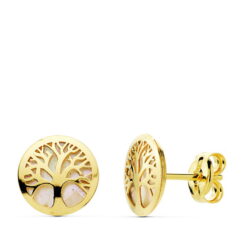 Pendientes árbol de la vida para bebe niña o mujer, oro 18K