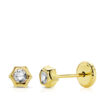 Pendientes sol 4mm para bebe niña o mujer, oro 18 K