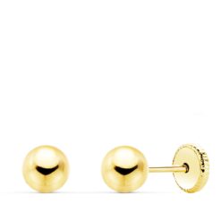 Pendientes bola 7 mm. para niña o bebé. Oro 18K