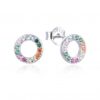 Pendientes plata circulo piedras color