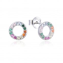 Pendientes plata circulo piedras color