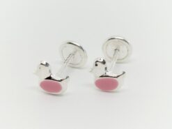 Pendientes plata patitos rojos