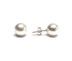 Pendientes plata perla 9mm.