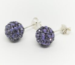 Pendiente plata multipiedra morada