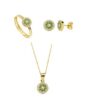 Juego oro 18 k esmeraldas y circonitas
