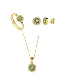 Juego oro 18 k esmeraldas y circonitas