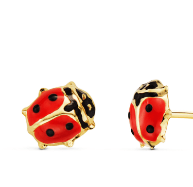 Pendientes mariquita niña oro 18 k. - Imagen 2