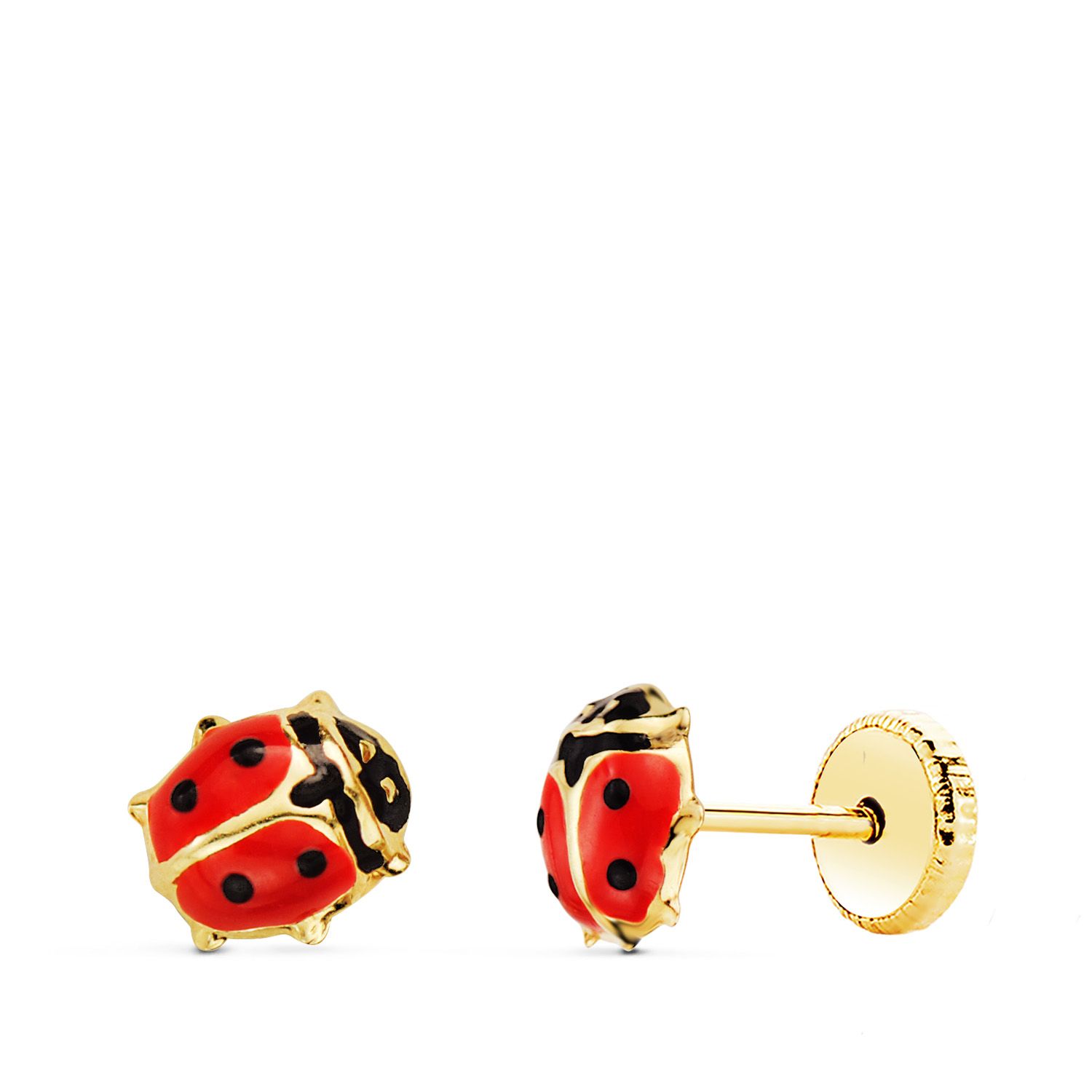 Pendientes mariquita niña oro 18 k.