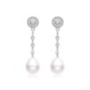 Pendientes largos plata con perla