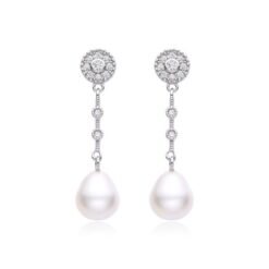 Pendientes largos plata con perla