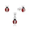 Conjunto plata 1ª ley mariquitas esmaltadas
